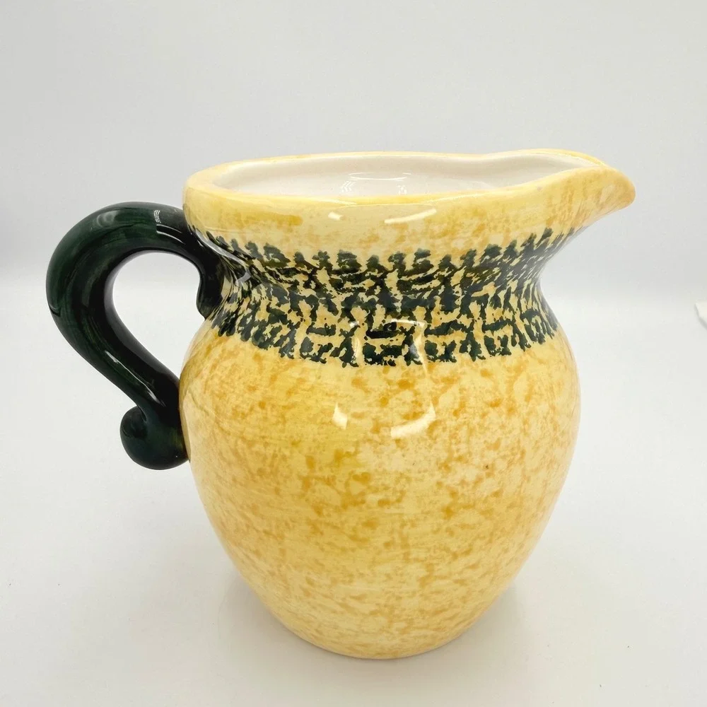 FTD Chicken Pitcher‎ Creamer Yellow Green Farmhouse Ceramic Country Decor